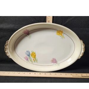 Antique AMC China Serving Platter Spring Tulip Design